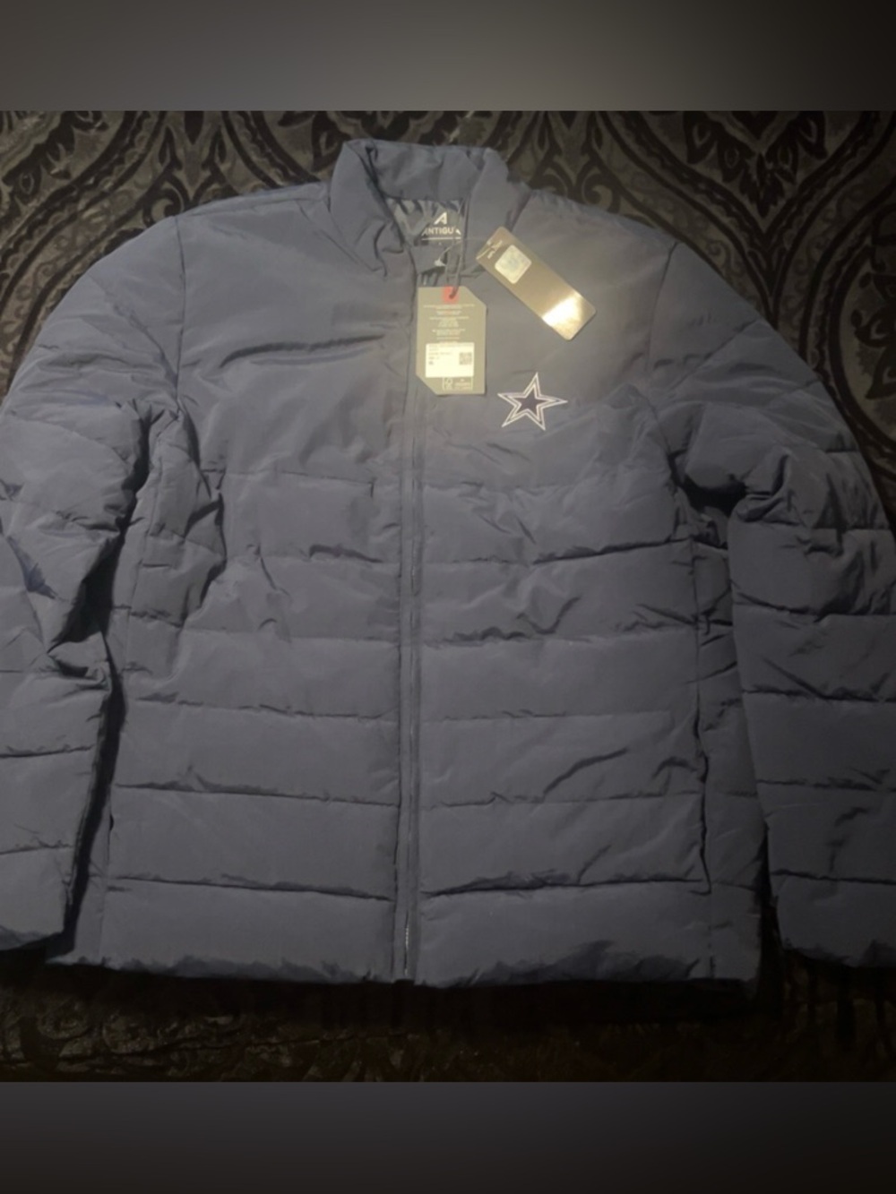 Antigua Navy Quilted Puffer Jacket with Star Emblem